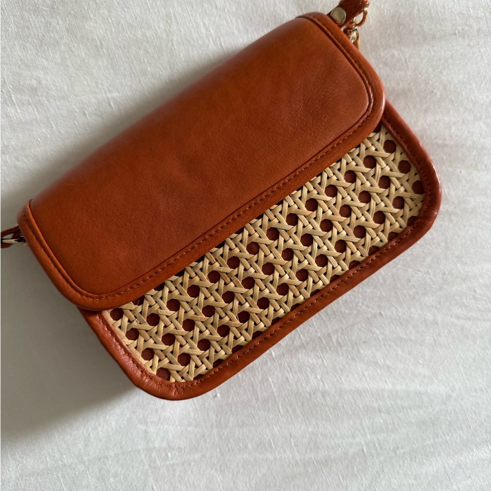 Jenn Lee Brown and Rattan Camel/Tan Woven Women's Cross Body Bag